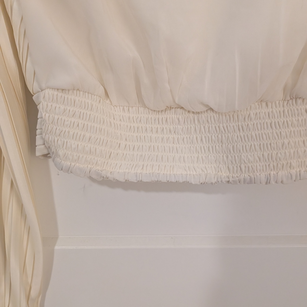 Japna Cream Pleated V-Neck Blouse - Picture 7 of 7